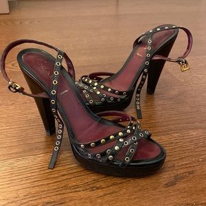 Prada Vintage Platform Studded Leather Sandals Size 38.5